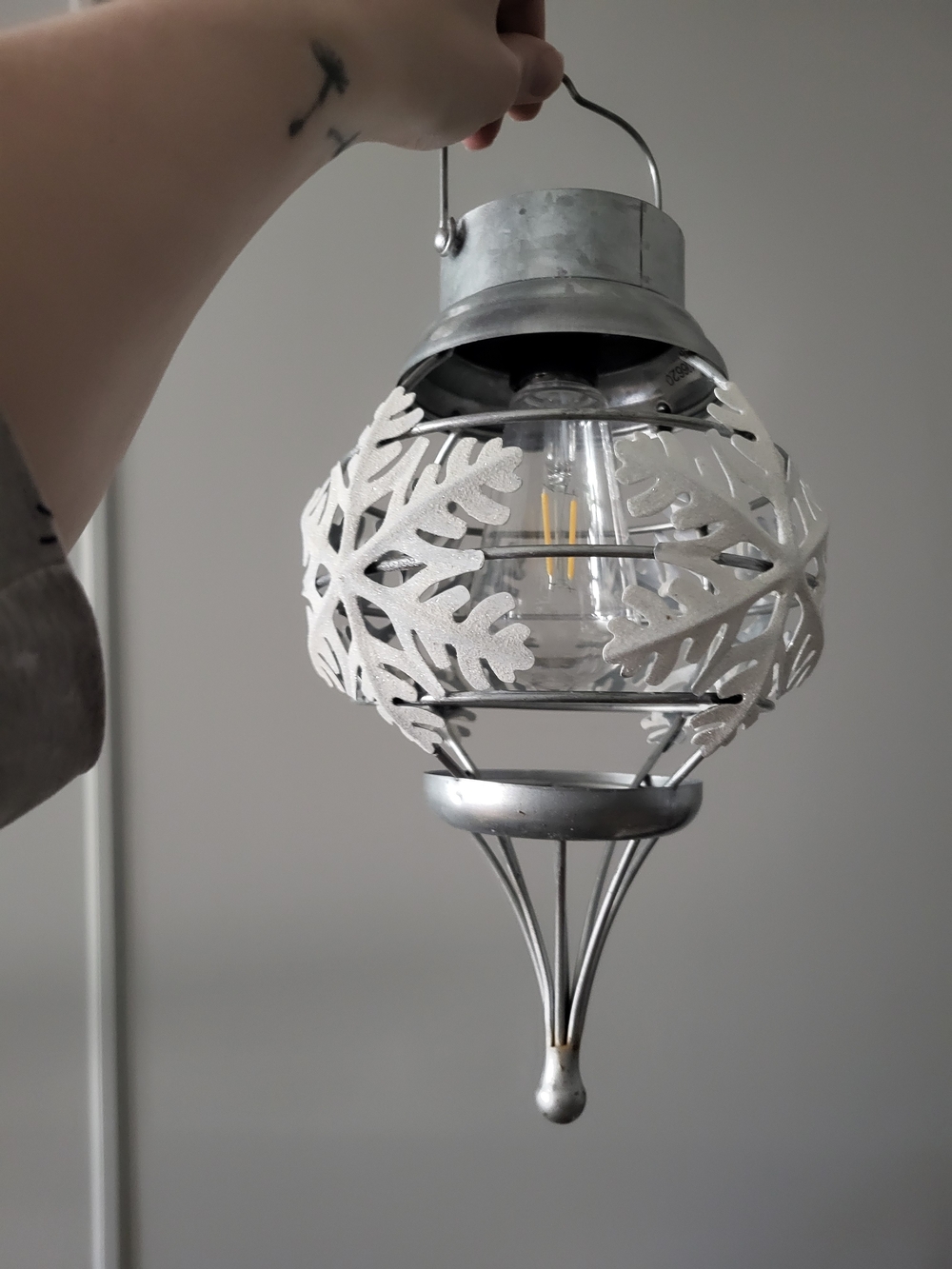 Decorative Silver Snowflake Lantern Pendant